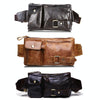 8135 Men Outdoor Sports Multifunctional Cowhide Leather Waist Bag(Matte Brown)
