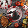 10pcs Halloween Disposable Blood Handprint Tableware Horror Party Decoration, Style: Red Forks