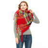 Autumn & Winter Polyester Ladies Warmth Thickened Fringed Fine Grid Scarf, Size:190cm(GWB12-07 Black)