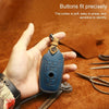 For BMW Old Style Car Cowhide Leather Key Protective Cover Key Case, Two Keys Version (Blue)