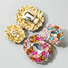 Female Earrings Exaggerated Alloy Geometric Glass Diamond Earrings(Color)