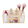 Glass Storage Box Manicure Skin Care Cosmetic Brush Tool Desktop Storage Cosmetic Box(Copper)