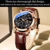 OLEVS 2872 Men Three Eyes Six Needles Chronograph Waterproof Quartz Watch(Black + Rose Gold)