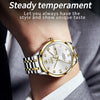 OLEVS 9946 Men Diamond Roman Scale Waterproof Quartz Watch(White + Gold)