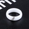 Simple Nano Ceramic Ring Trend Titanium Steel with Zircon Rings, Ring Size:7(White)