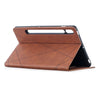 For Samsung Galaxy Tab S8 / Galaxy Tab S7 T870 Rhombus Texture Horizontal Flip Magnetic Leather Case with Holder & Card Slots(Brown)