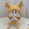 MZ9853 Baby Cartoon Animal Ears Shape Skullcap Cotton Keep Warm and Windproof Hat, Size: Suitable for 0-12 Months, Style:Antlers(Yellow)
