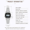 SANDA 6053 Square LED Digital Display Dial Running Seconds Alarm Clock Electronic Watch for Women(Silver)