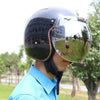 Soman Motorcycle Bubble Visor Open Face Helmet Visor Helmet Windshield Shield with Transparent Frame(Mirror)