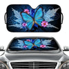 70x138cm Printed Car Sun Protection Heat Insulation Sunshade(Blue Butterfly)