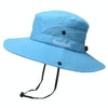 9002 Summer Women Outdoor Sun Hats Fisherman Hat With Ponytail Hole(Monochrome Adult Blue)