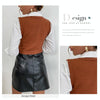 Plaid Sleeveless Ladies V Neck Knit Crop Top Sweater Vest, Size:M(Coffee)