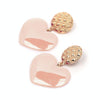 Peach Heart Earrings Retro Series Acrylic Stud Earrings for Women(Light Skin Pink)