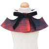 Dog Shawl with Bow Tie, Red Grid, M (20-25cm Neck)