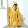 60x120cm Kids Bath Towel Thickened High Density Coral Fleece Hooded Cloak Water Absorbent Cape(White)