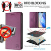 For iPhone 13 mini RC01 Dual-Folded Magnetic Suction RFID Leather Phone Case(Violet)