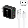 45W PD25W + 2 x QC3.0 USB Multi Port Charger with USB to 8 Pin Cable, US Plug(Black)