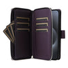 For iPhone 15 Pro Nine-card Slots Zipper Wallet Bag Leather Phone Case(Dark Purple)