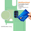 For Samsung Galaxy M14 4G Integrated Card Bag Solid Color Liquid Silicone Phone Case with Lanyard(Green)