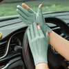 Outdoor Bicycle Riding Fishing Gloves Thin Breathable Anti-UV Sports Ice Silk Gloves, Style: Women 2 Fingers Green