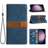 For Samsung Galaxy A36 / A56 5G Grid Stitching Leather Phone Case with Lanyard(Blue)