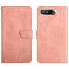 For Asus ROG Phone 5 ZS673KS Skin Feel Butterfly Peony Embossed Leather Phone Case(Pink)