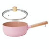 22cm With Cover Boil Instant Noodles Non-Stick Pan Baby Food Supplement Pan Maifan Stone Small Milk Pot(Pink)