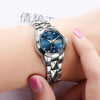 JIN SHI DUN 8813 Fashion Waterproof Luminous Automatic Mechanical Watch, Style:Women(Silver Blue)