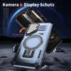 For Samsung Galaxy A25 5G Shield Frame Holder MagSafe Phone Case(Blue)