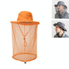 Summer Outdoor Sports Anti-mosquito Net Sun Hat Fisherman Hat, Size:L(Orange)