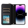 For iPhone 14 Pro Max Nine-card Slots Zipper Wallet Bag Leather Phone Case(Black)