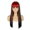 Color Bleaching And Dyeing Double Sideburns With Bangs Long Straight Hip-Hop Wig(Red Bleaching Black)