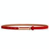 110cm Women Adjustable Leather Decorative Belt Casual Jeans Gold Buckle Thin Belt(Red)