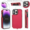 For iPhone 15 Pro Double Flap Zipper RFID Leather Phone Case with Short Lanyard(Red)