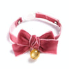 Velvet Bow Collar with Bell, S (17-30cm), Bean Paste - Cat, Dog, Rabbit