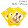 100pcs 1624cm HD Transparent Window Phone Case Decoration Sealed Bag (Yellow)