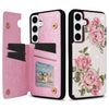 For Samsung Galaxy S25 5G Printed Double Buckle RFID Anti-theft Phone Case(Rose)