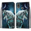 For Alcatel 1L (2021) Coloured Drawing Cross Texture Horizontal Flip PU Leather Case with Holder & Card Slots & Wallet & Lanyard(Pensive Wolf)