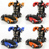 One-click Transforming Toy Car Impact Deformation Toy Model Car(Yellow)