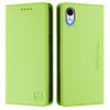 For iPhone XR RC01 Dual-Folded Magnetic Suction RFID Leather Phone Case(Grass Green)
