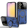 For Samsung Galaxy A25 5G Global Large Window MagSafe Holder Phone Case(Blue)