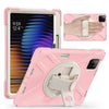 For Xiaomi Pad 7 / 7 Pro Rotatable Holder Silicone Hybrid PC Tablet Case with Shoulder Strap(Cherry Blossom Pink)