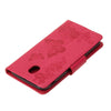 For Galaxy J7 (2017) (EU Version) Pressed Flowers Butterfly Pattern Horizontal Flip Leather Case with Holder & Card Slots & Wallet & Lanyard (Red)