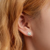 S925 Sterling Silver Checkerboard Flower Ear Stud Women Earrings