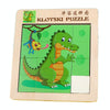 2 PCS Cartoon Animal Double-Sided Klotski Puzzle Children Wooden Toy Early Education Jigsaw Puzzle(Dinosaur)