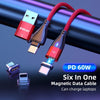 ENKAY 6-in-1 PD60W USB-A / Type-C to Type-C / 8 Pin / Micro USB Magnetic Fast Charging Cable, Cable Length:2m(Purple)