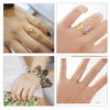 2 PCS Charms Tolive Tree Branch Leaves Adjustable Open Ring for Women(Gold)