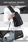 Multi Function Crossbody Bags Men Chest Bag Water Repellent Shoulder Bag with USB Charging Port, Size:L (Black)
