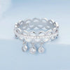 BSR367 Sterling Silver S925 Lace Tassel Platinum Plated Zircon Hollow Ring(No.6)
