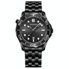 Black Steel Black Surface White BINBOND B2820 Luminous 30m Waterproof Men Sports Quartz Watch
